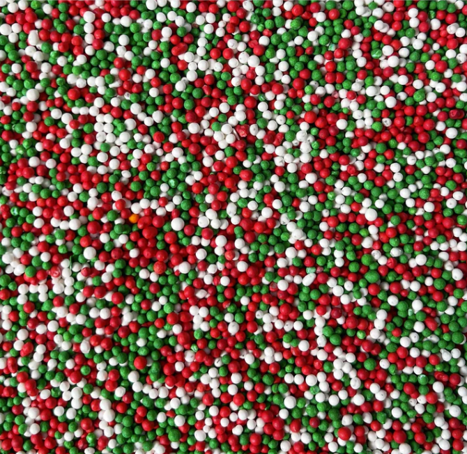 Christmas red, green, white sprinkles - nonpariels (80g)