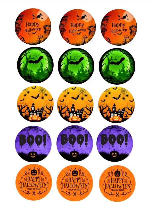 15 x edible image Halloween cupcake toppers