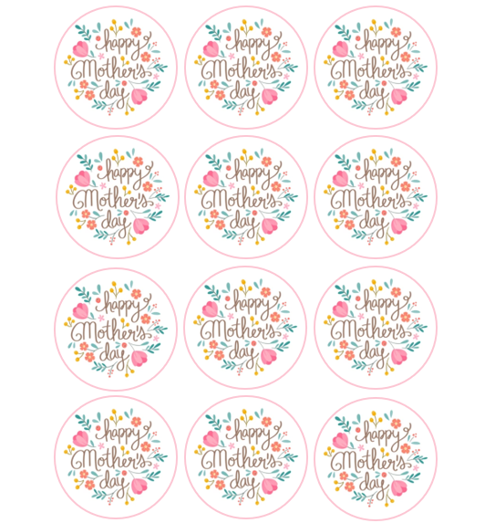 15 x Happy Mother's Day cupcake toppers (5cm)