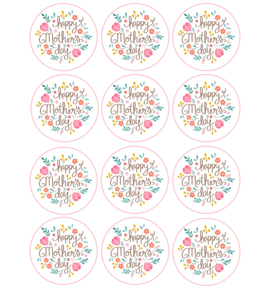 15 x Happy Mother's Day cupcake toppers (5cm)