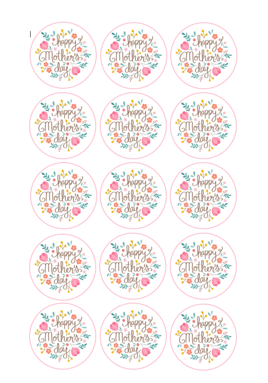 15 x Happy Mother's Day cupcake toppers (5cm)