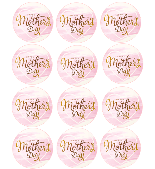 15 x Happy Mother's Day Heart cupcake toppers (5cm)