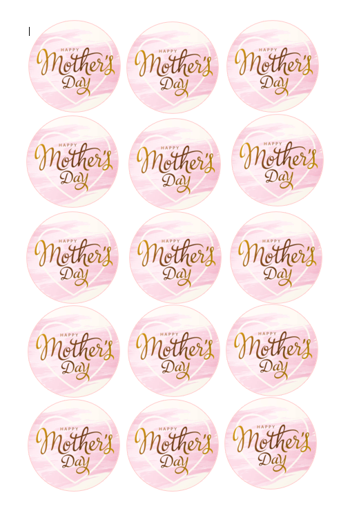 15 x Happy Mother's Day Heart cupcake toppers (5cm)