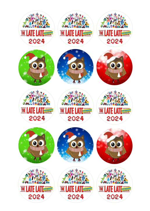 15 x Late Late Toy Show (mixed) 2024 cupcake toppers (5cm)