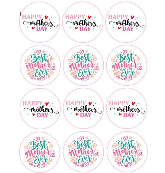 15 x Happy Mother's Day / Best Mother Ever cupcake toppers (5cm)