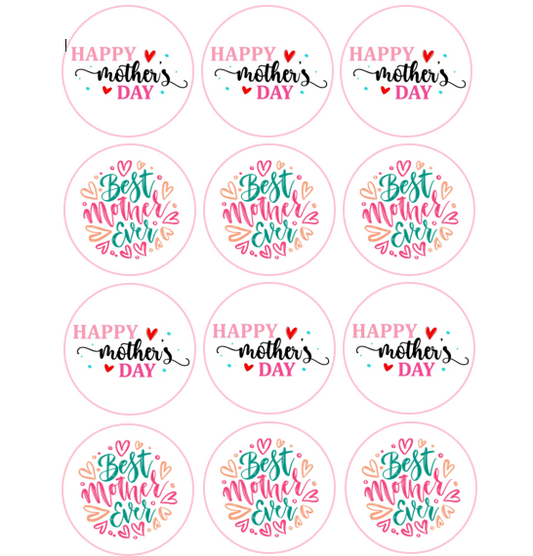15 x Happy Mother's Day / Best Mother Ever cupcake toppers (5cm)