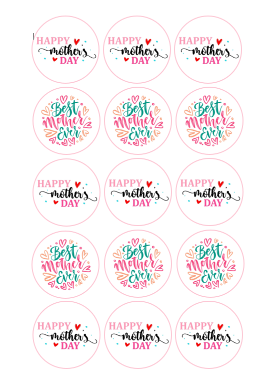 15 x Happy Mother's Day / Best Mother Ever cupcake toppers (5cm)