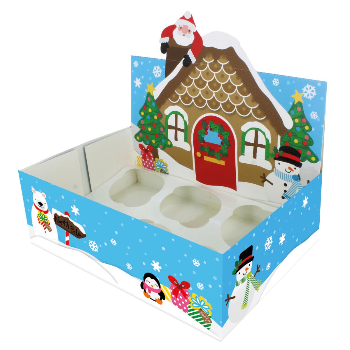 Christmas cupcake display boxes (6 full size/12 mini cupcakes)