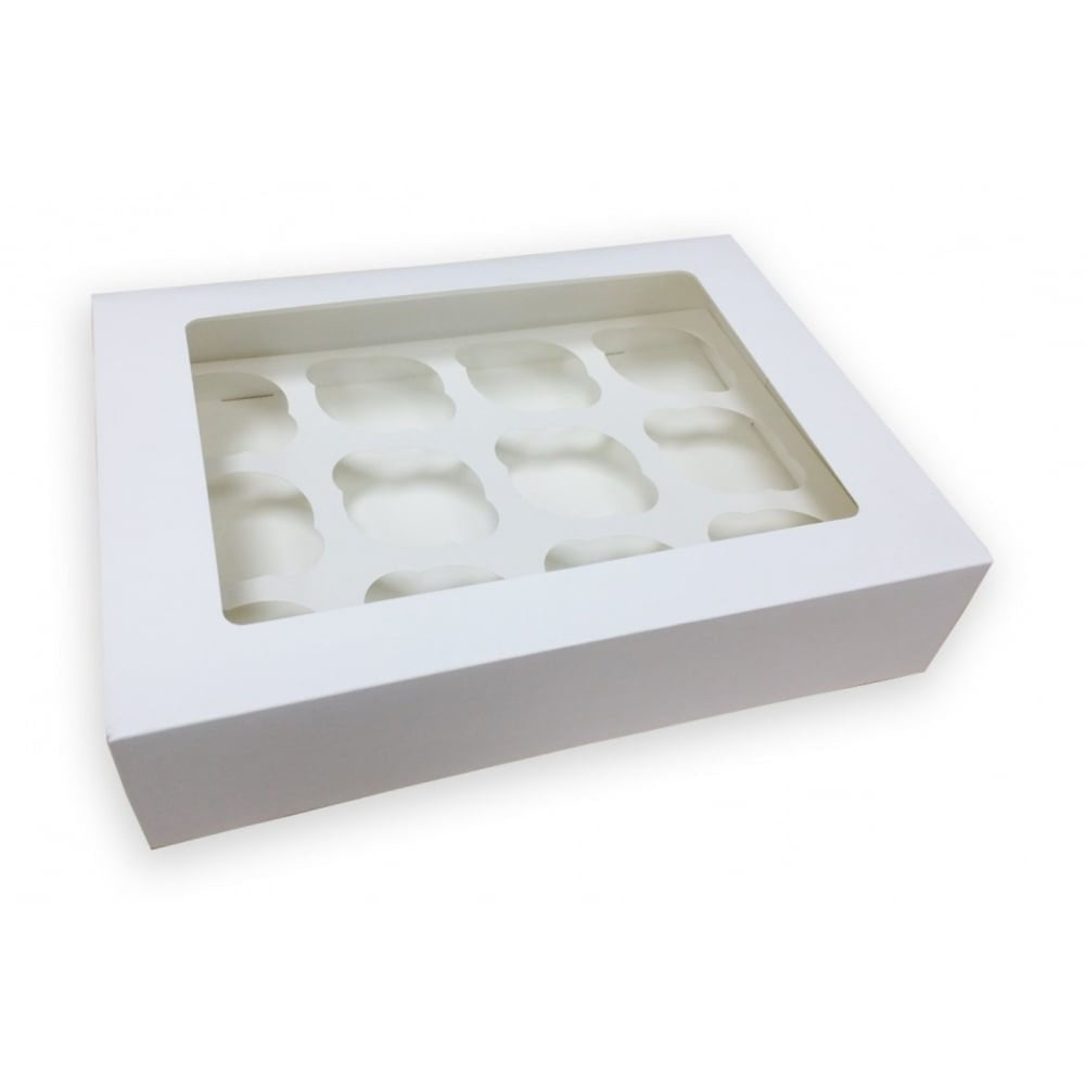 12 Hole White Cupcake Boxes