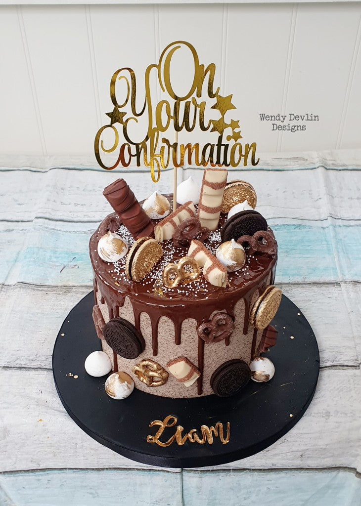 "On Your Confirmation" card cake topper