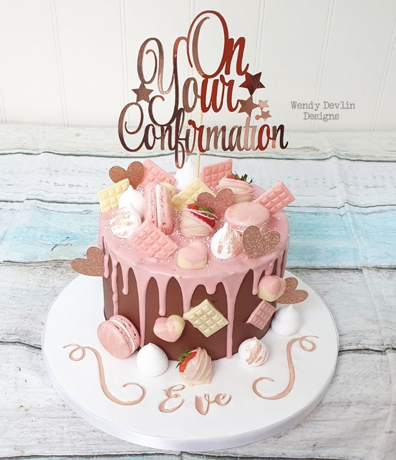 "On Your Confirmation" card cake topper