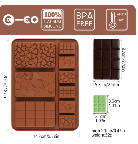 Chocolate Bar Mould (large/small)- Silicone mold