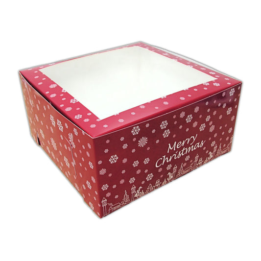 Christmas 10" (5" deep) windowed cake box