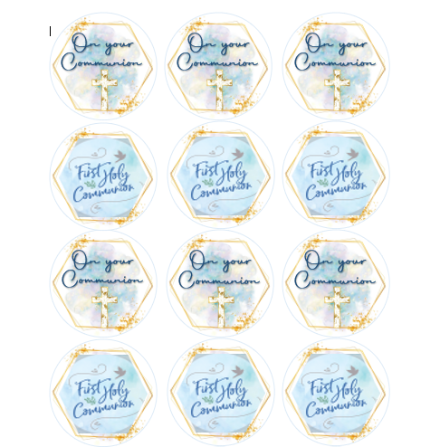 15 x Boys Communion Cupcake toppers (5cm)