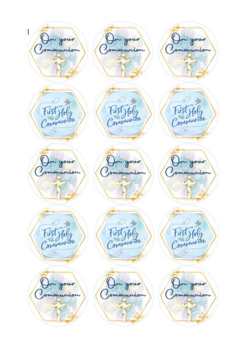 15 x Boys Communion Cupcake toppers (5cm)