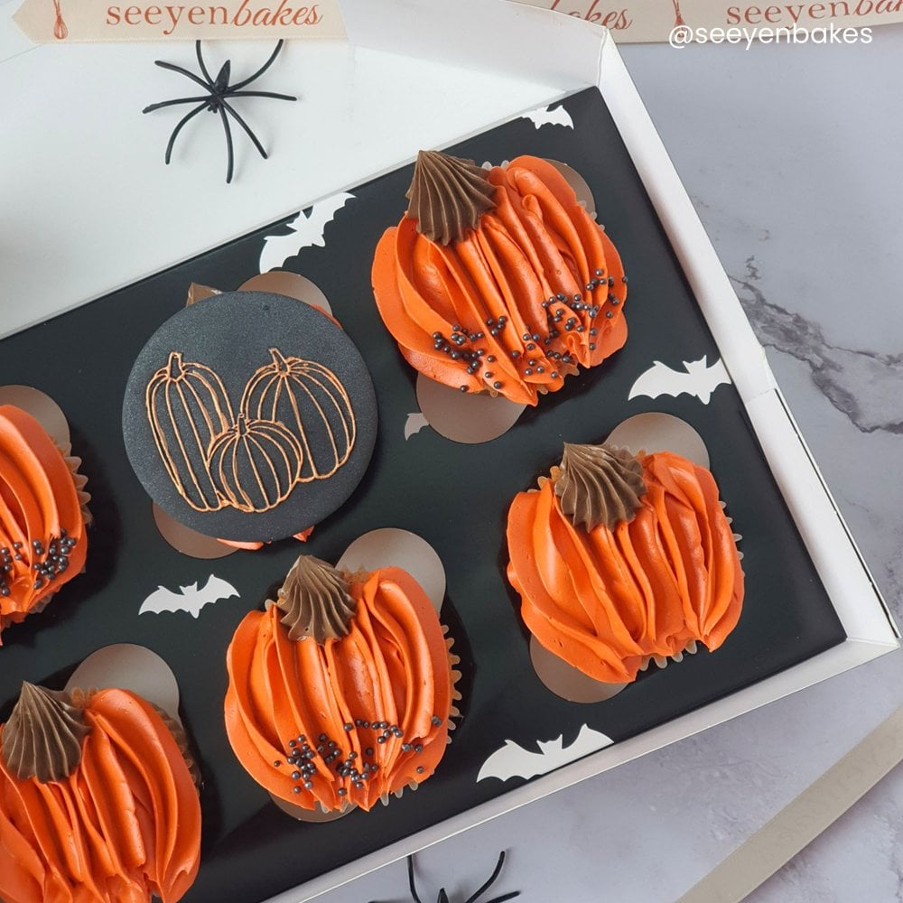 Halloween Black Bat cupcake box (6 hole)