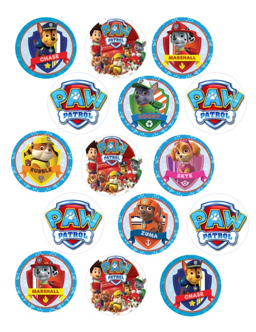 15 x Paw Patrol edible image cupcake toppers