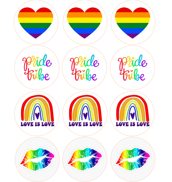 Pride Edible Cupcake edible image mix (15 to a sheet)