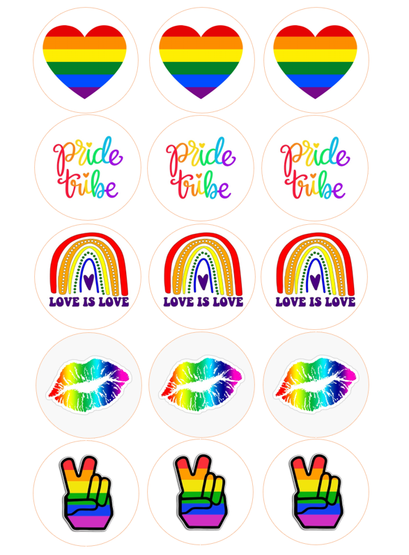 Pride Edible Cupcake edible image mix (15 to a sheet)