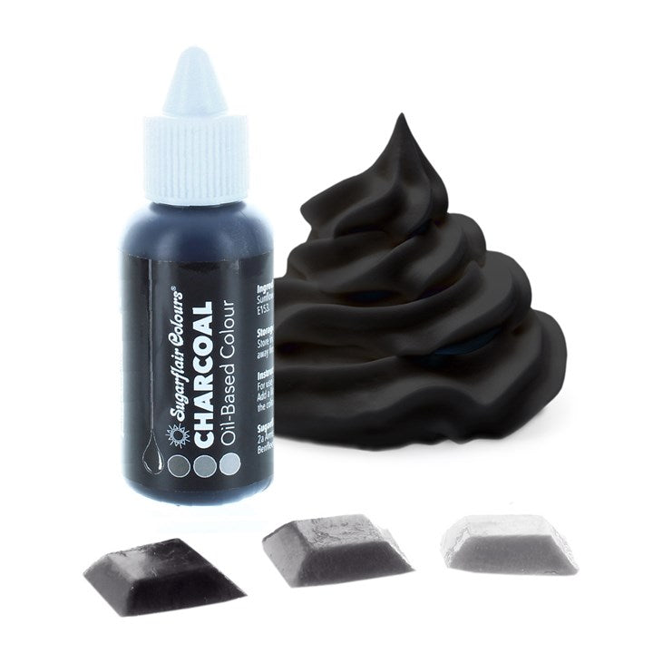 Charcoal (black) - Sugarflair OIL BASED food colour (30ml)