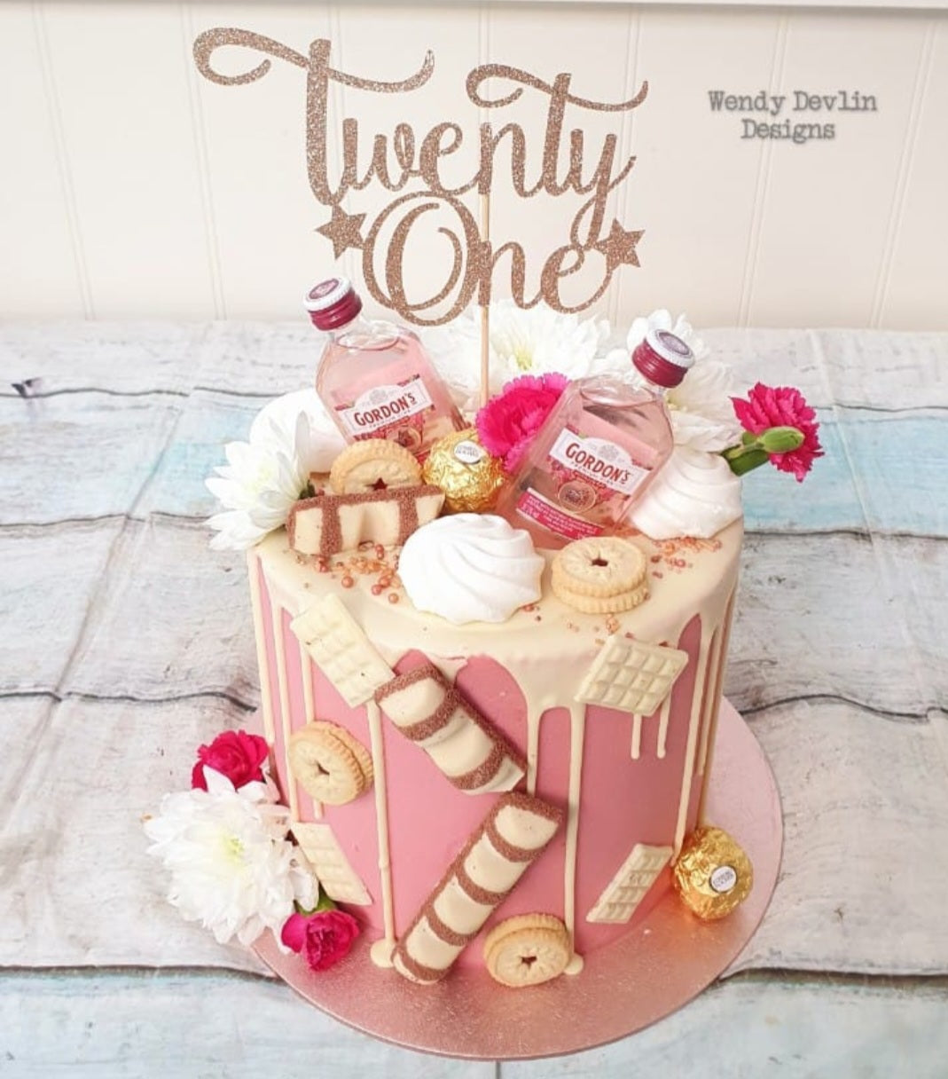 "Twenty One" 21st Cake Card Topper