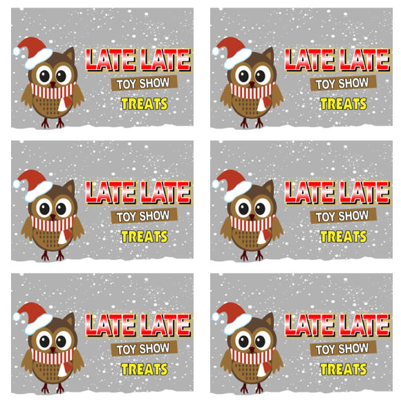 Late Late Toy Show Treat Box Stickers Labels