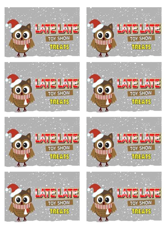 Late Late Toy Show Treat Box Stickers Labels – Devlin Design Studio