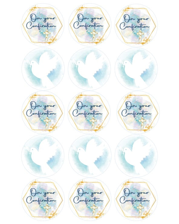 15 x Boys Confirmation Cupcake toppers (5cm)