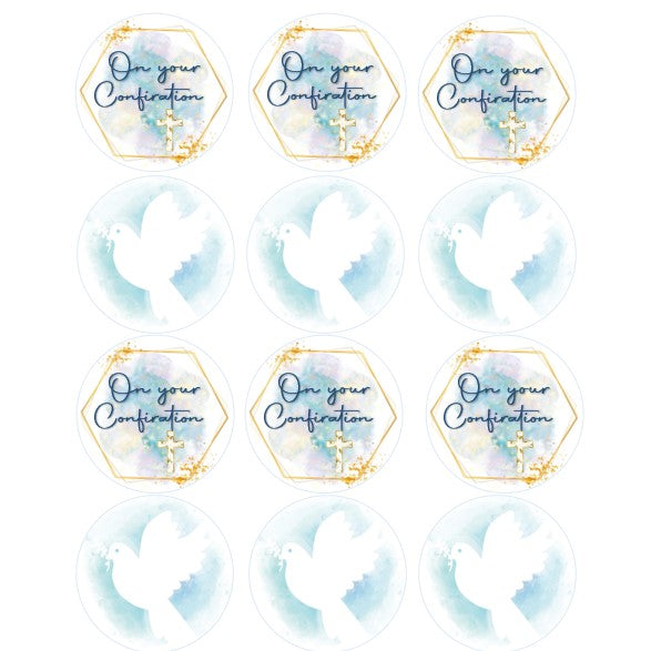 15 x Boys Confirmation Cupcake toppers (5cm)