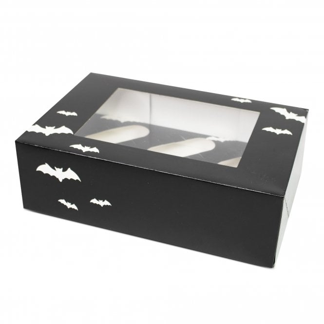 Halloween Black Bat cupcake box (6 hole)