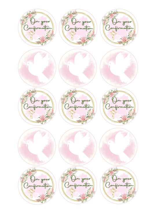 15 x Girls Confirmation Cupcake toppers (5cm)