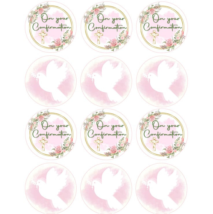 15 x Girls Confirmation Cupcake toppers (5cm)