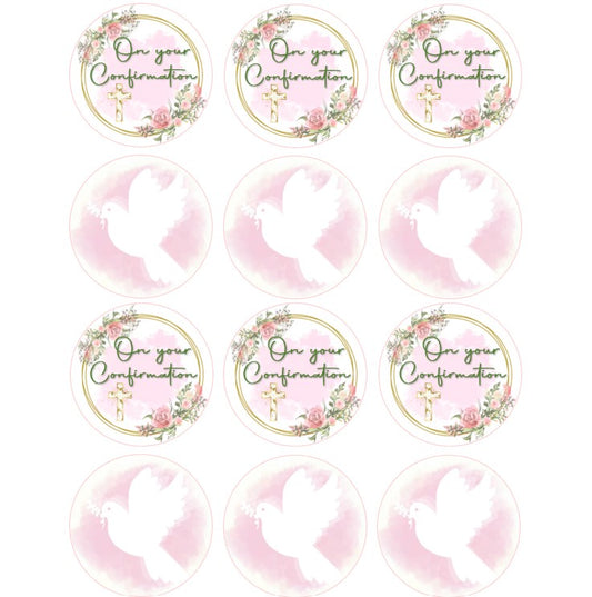 15 x Girls Confirmation Cupcake toppers (5cm)