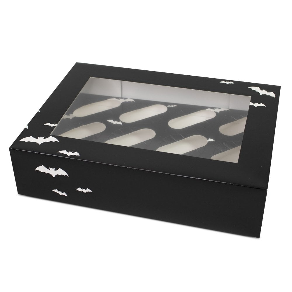 Halloween Black Bat cupcake box (6 hole)