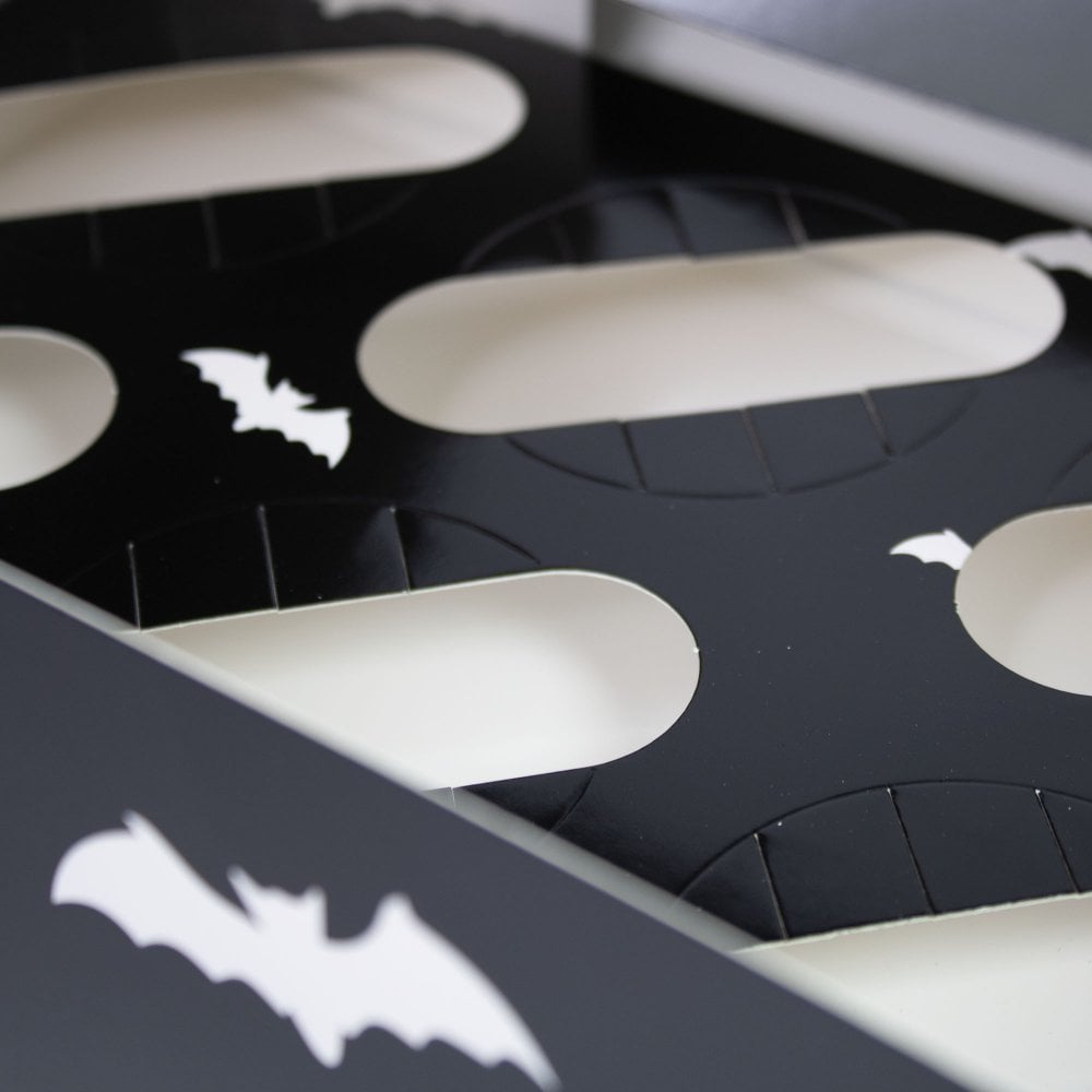 Halloween Black Bat cupcake box (6 hole)