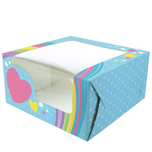 Rainbows and Hearts/Unicorn theme 10" window cake box