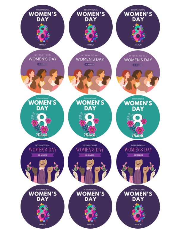 15 x International Women's Day cupcake toppers (5cm)