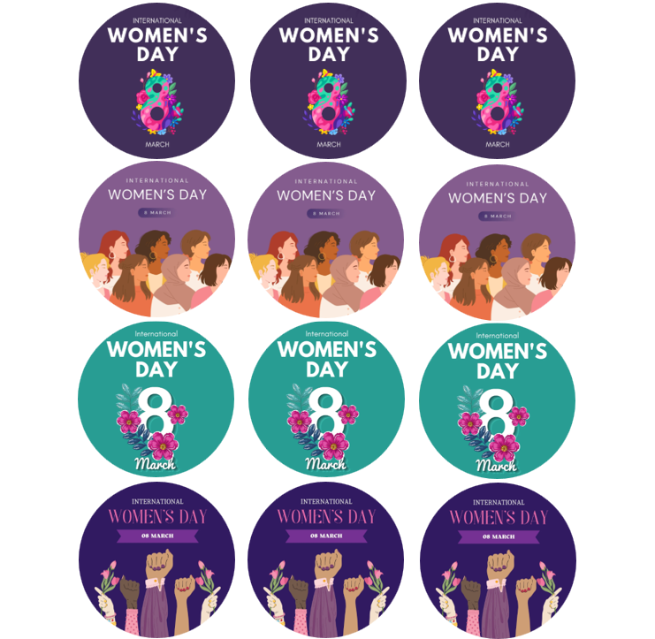 15 x International Women's Day cupcake toppers (5cm)