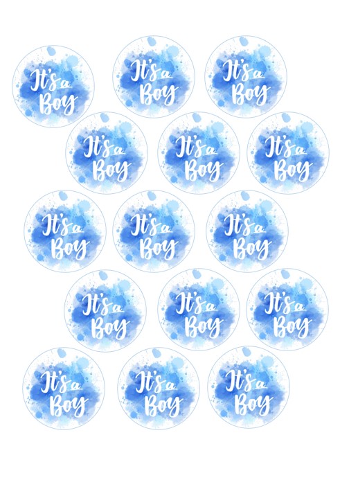 15 "It's a Boy" baby shower cupcake toppers