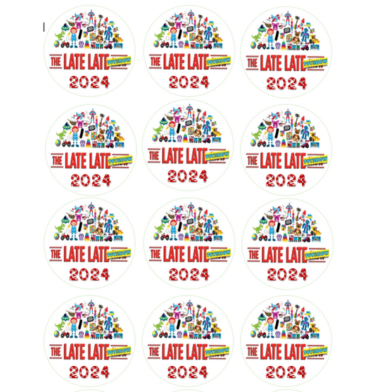 15 x Late Late Toy Show 2024 cupcake toppers (5cm)