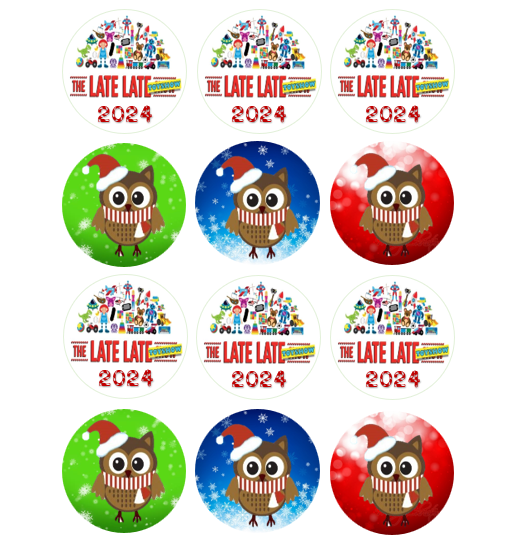 15 x Late Late Toy Show (mixed) 2024 cupcake toppers (5cm)