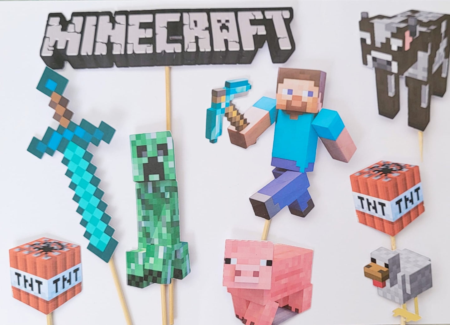 Minecraft card cake toppers