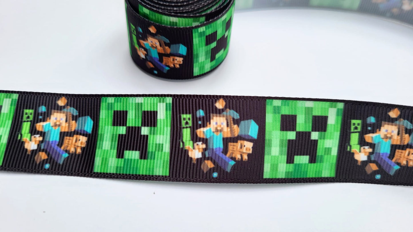 25mm Minecraft grosgrain ribbon (1 metre)