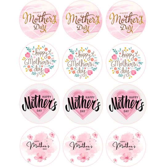 15 x Mother's Day cupcake toppers (5cm)