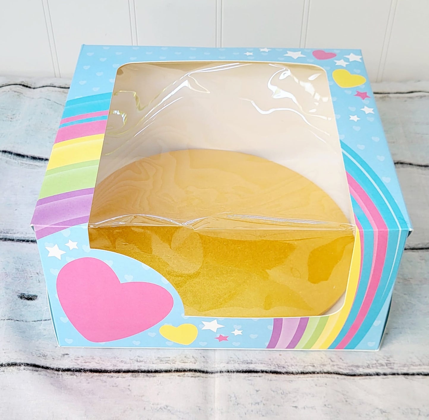 Rainbows and Hearts/Unicorn theme 10" window cake box