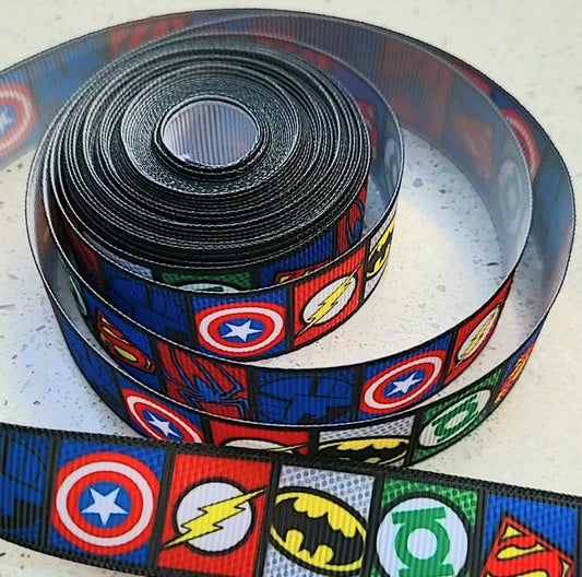 25mm Superhero grosgrain ribbon (1 metre)