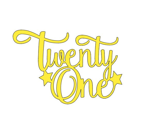 "Twenty One" 21st Cake Card Topper