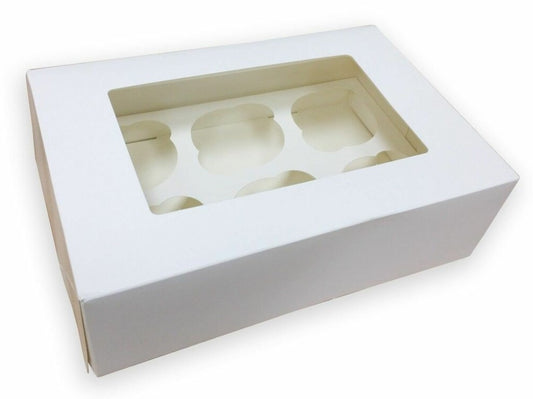 6 Hole Cupcake Box - White