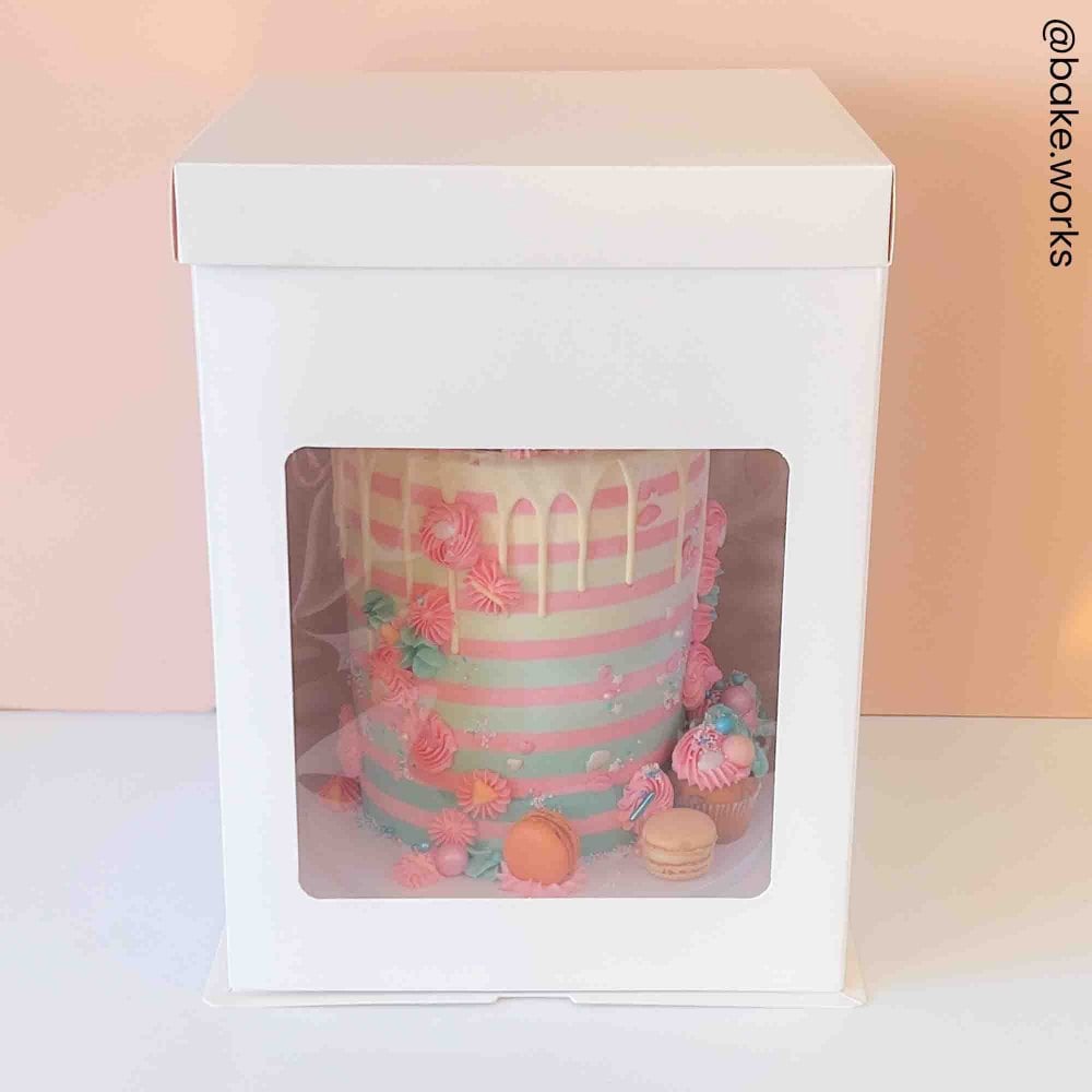 10" (TALL FRONT WINDOW) white cake boxes