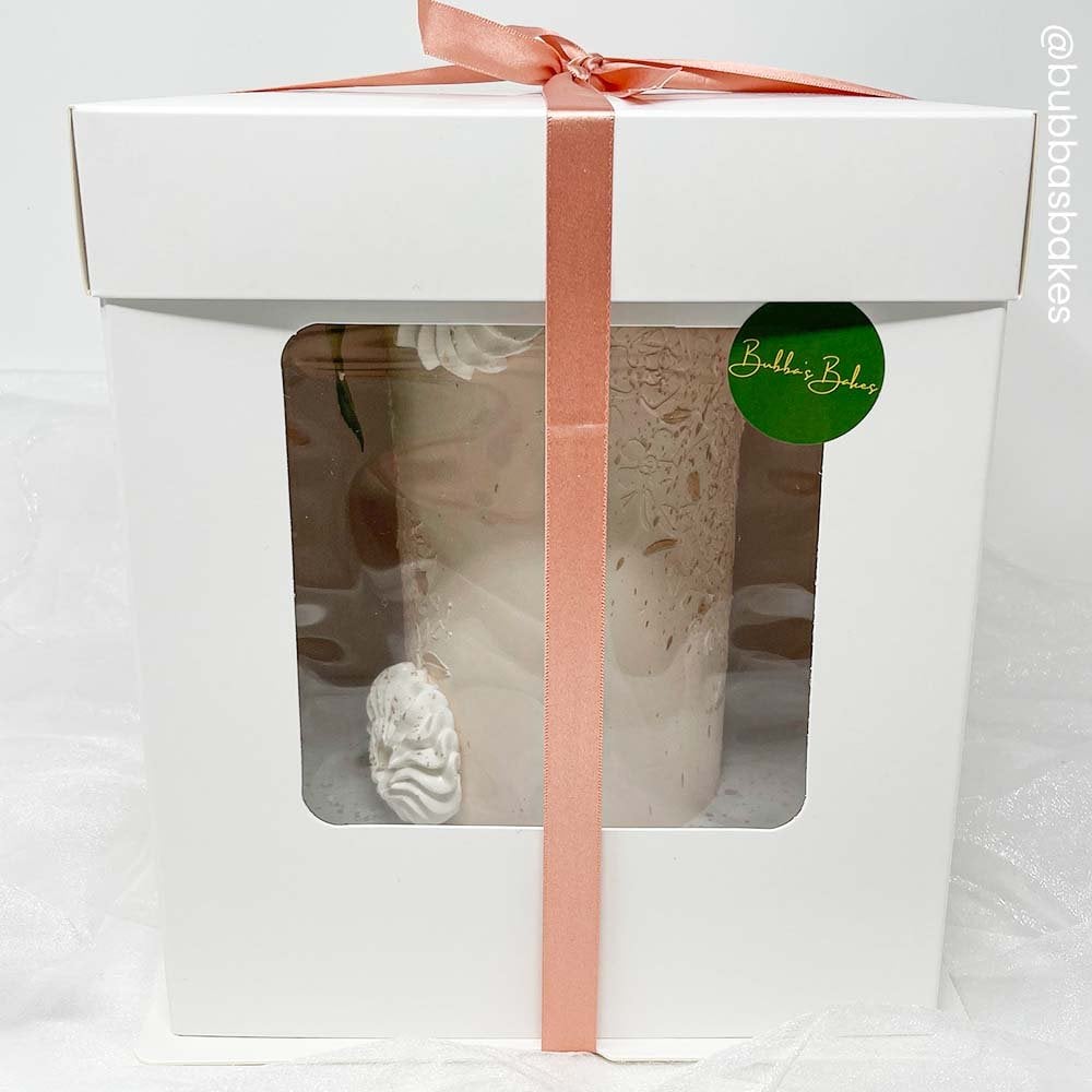 10" (TALL FRONT WINDOW) white cake boxes